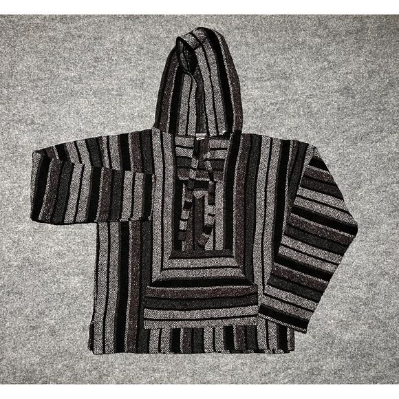 EARTHBOUND Other - Earthbound Trading Co Sz L 42 Gray Poncho Baha Mexican Hoodie Pullover Molina